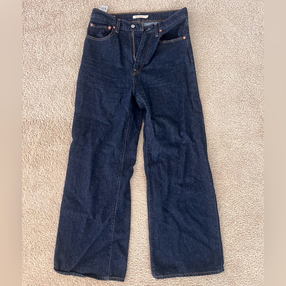 Levi's Dark Indigo Ribcage Wide Leg Jeans